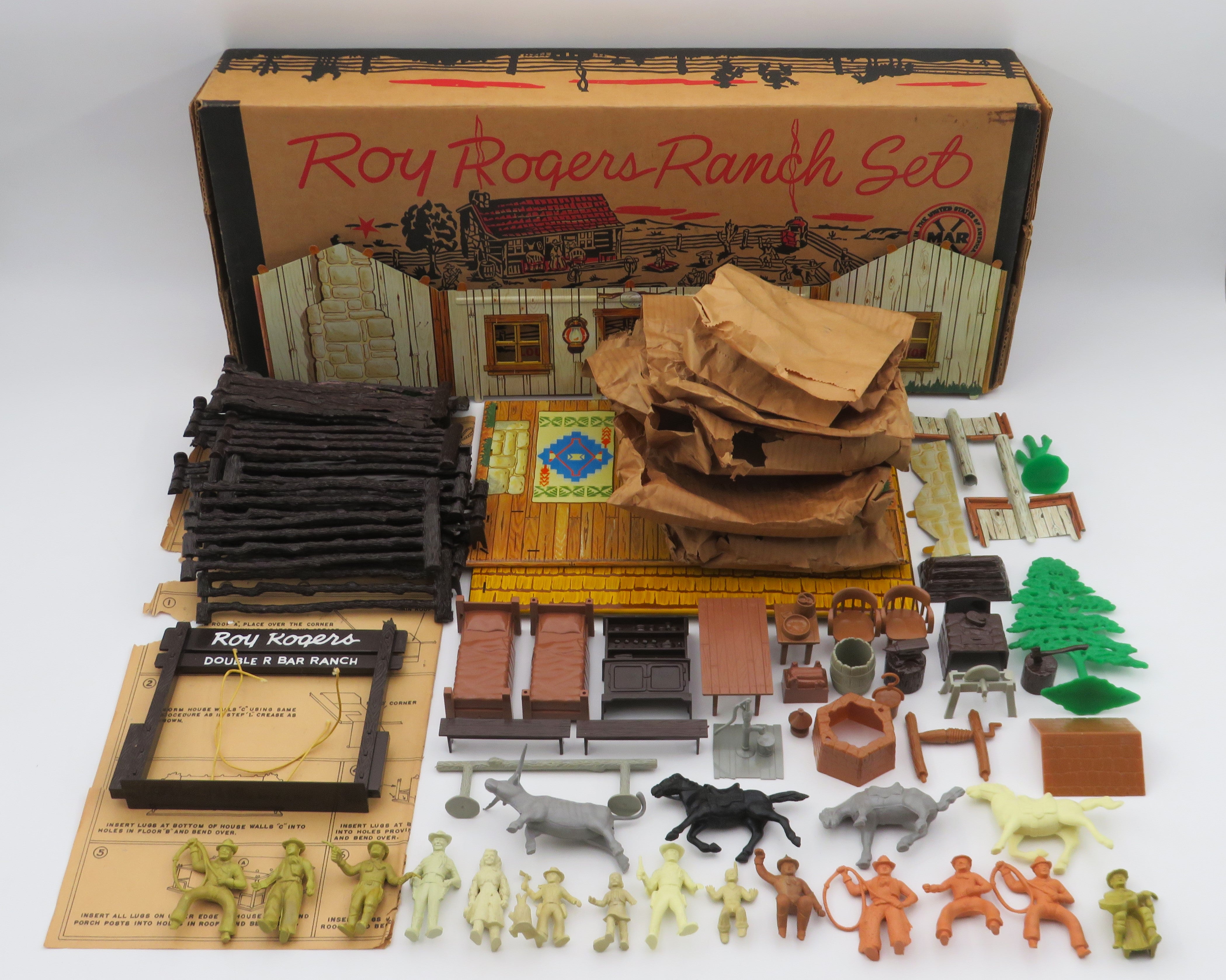 ROY ROGERS Ranch Set Tin Litho Playset - Louis Marx & Co./Marx Toys (c. 1950s) Vintage Collectible